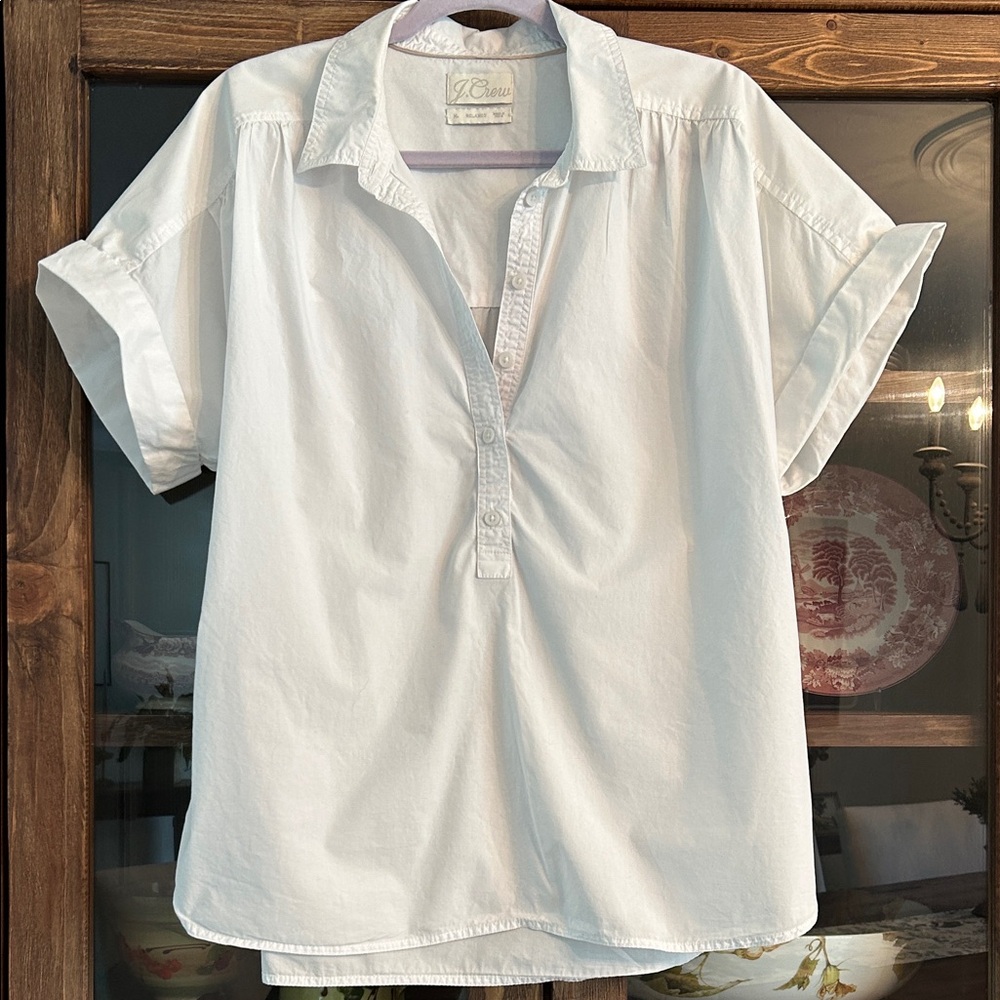 J. Crew Cotton White Camp Shirt Size XL